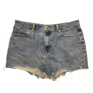 PINK Victorias Secret Denim Shorts Cutoff Frayed Hem Blue Size 32 Festival Boho